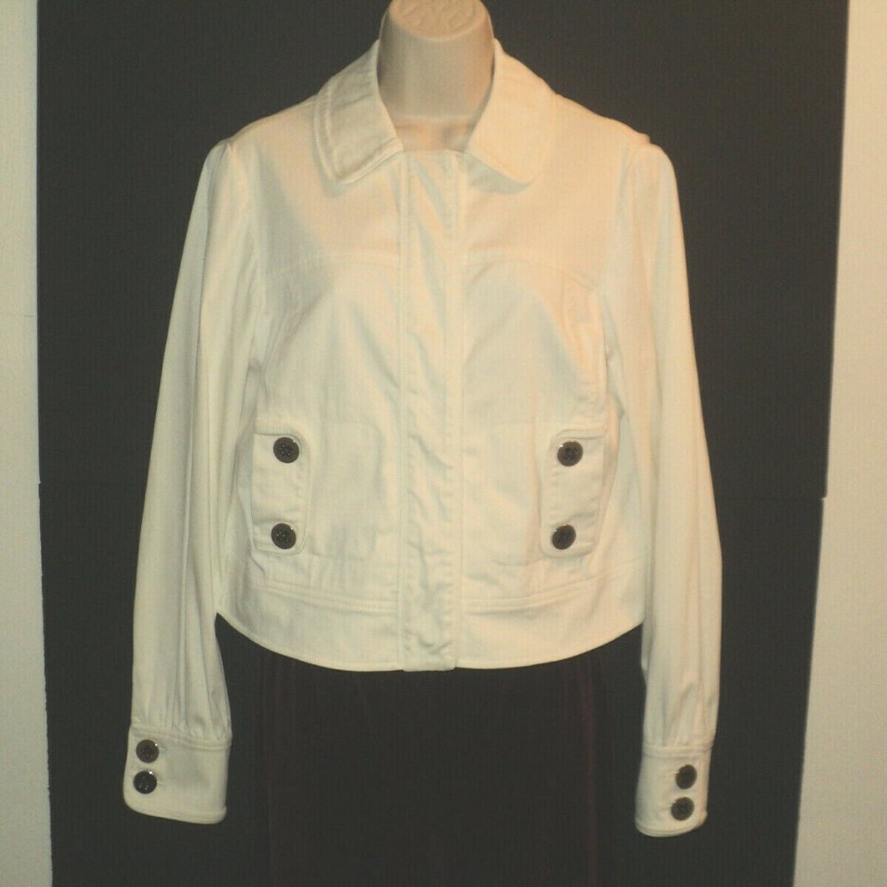Worth Jean Jacket Size 8 Off-White Snap Closure